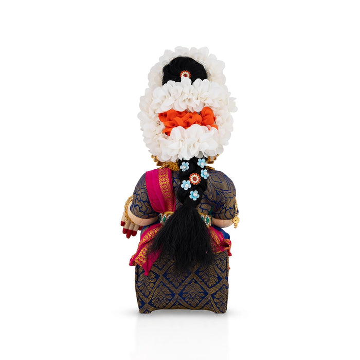 Decorative Varalakshmi Stand With Face - 13 X 5 Inches | Varalakshmi Ammavari Vigraham For Varalakshmi Decor - Deity Jewellery & Vastra Sets