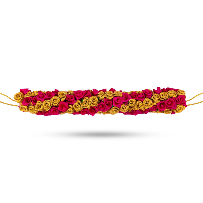 Artificial Flower - 9 Inches | Rose Head Set/ Patti Veni/ Hair Flower/ Artificial Gajra for Deity Decor