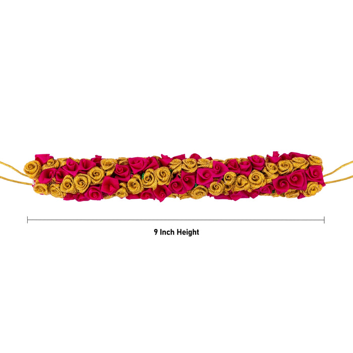 Artificial Flower - 9 Inches | Rose Head Set/ Patti Veni/ Hair Flower/ Artificial Gajra for Deity Decor
