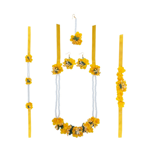 Artificial Flower Jewellery Set - 14 x 11 Inches | Artificial Floral Jewellery/ Artificial Flower Jewelry for Haldi - Deity Jewellery & Vastra Sets