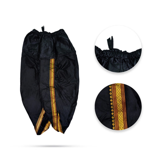 Readymade Panchakacham - Size 28 | Black Colour With Gold Border Design Readymade Dhoti/ Panchakajam for Children - Veshti & Dhoti