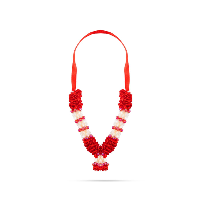 Satin Mala - 13 Inches | Cloth Mala / Flower Mala / Artificial Flower Mala for Photo Frame