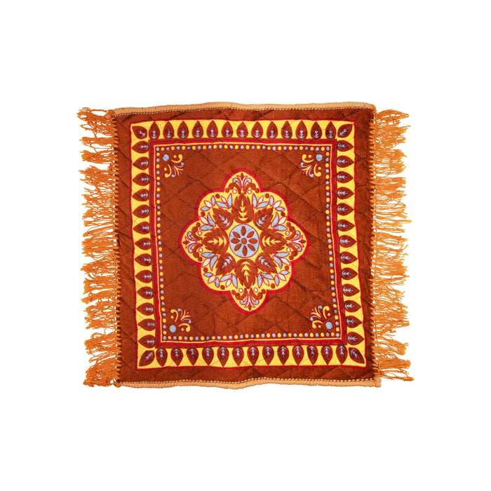 Aasan - 18.5 x 18.5 Inches | Velvet Pooja Mat for Meditation - Yoga Mat & Aasan