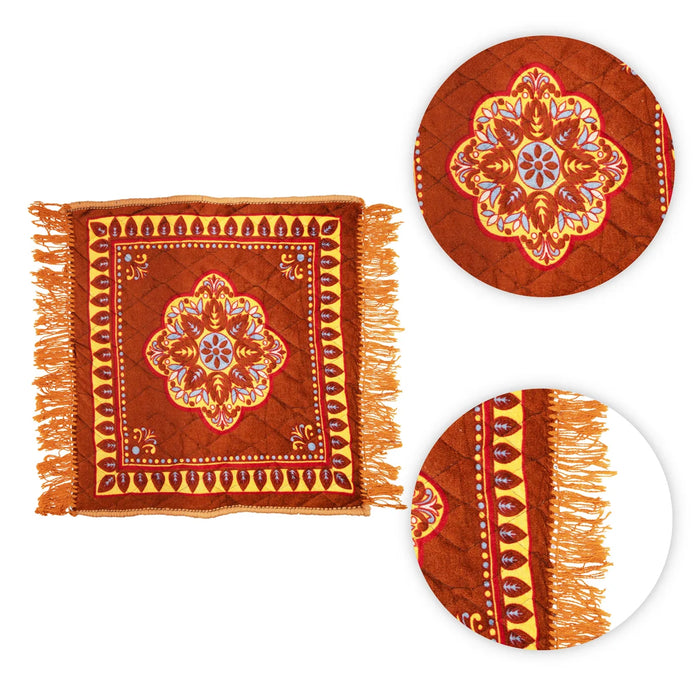 Aasan - 18.5 x 18.5 Inches | Velvet Pooja Mat for Meditation - Yoga Mat & Aasan