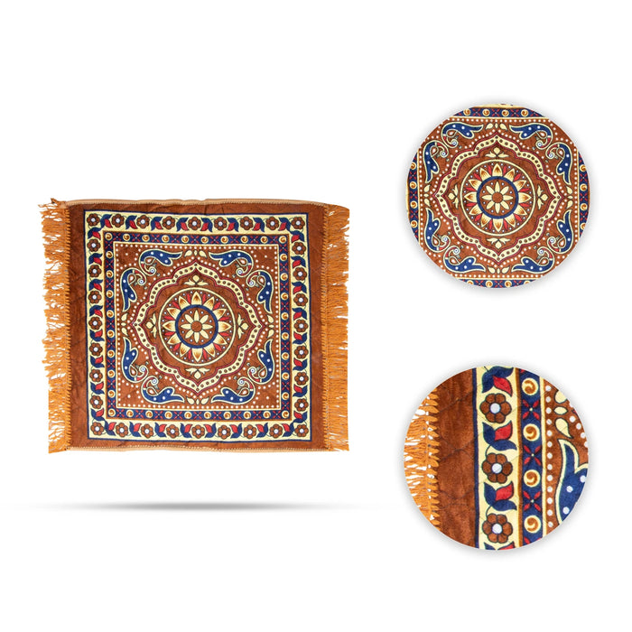 Yoga Mat - 25 x 25 Inches | Velvet Aasan Mat/ Pooja Mat for Meditation - Yoga Mat & Aasan