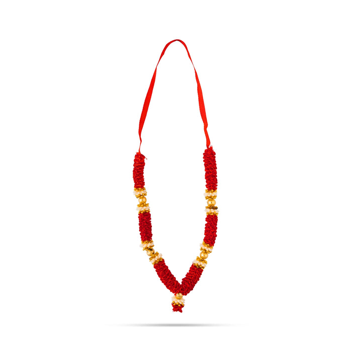 Artificial Mala - 8 Inches | Satin Cloth Mala/ Flower Garland/ Beads Design Mala/ Mala for Photo Frame/ Assorted