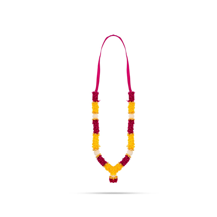 Artificial Mala - 8 Inches | Satin Cloth Mala/ Flower Garland/ Beads Design Mala/ Mala for Photo Frame/ Assorted