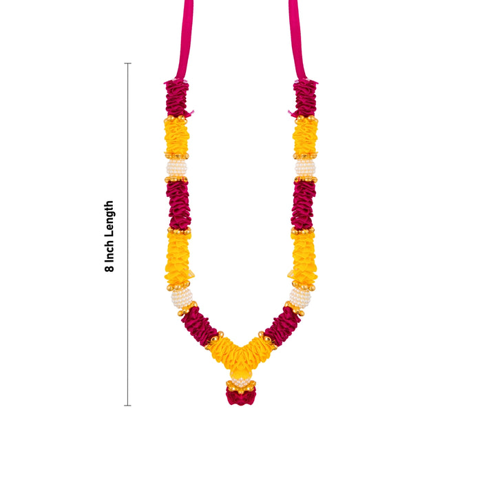 Artificial Mala - 8 Inches | Satin Cloth Mala/ Flower Garland/ Beads Design Mala/ Mala for Photo Frame/ Assorted