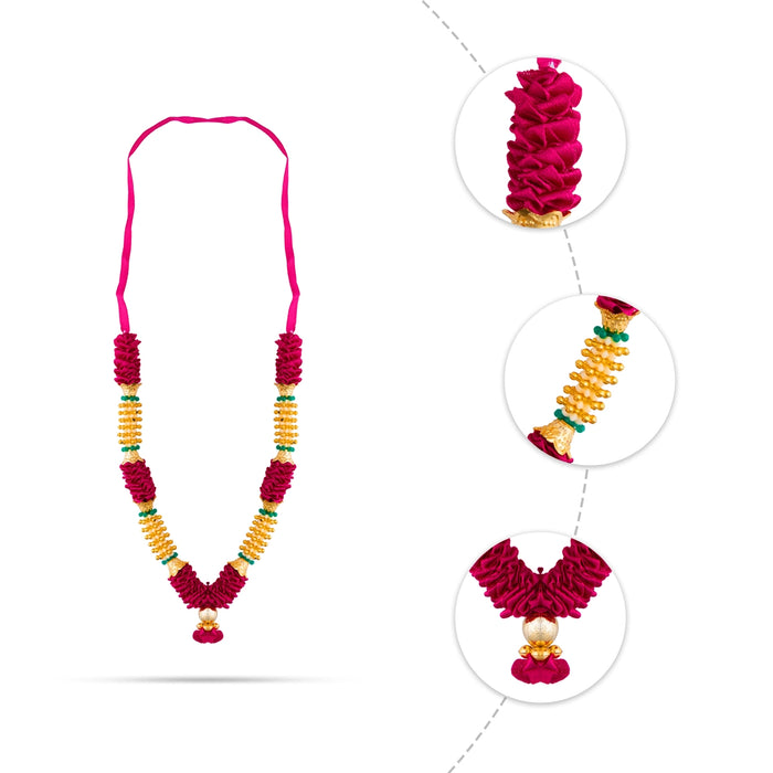 Artificial Garland - 8 Inches | Satin & Beads Mala/ Cloth Garland/ Floral Mala/ Fancy Mala for Spiritual Decor