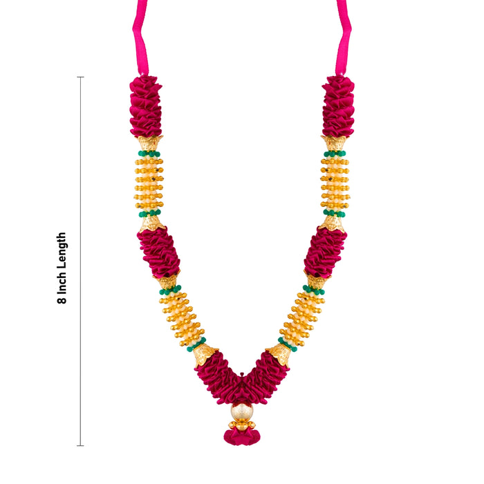 Artificial Garland - 8 Inches | Satin & Beads Mala/ Cloth Garland/ Floral Mala/ Fancy Mala for Spiritual Decor