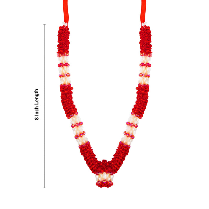Artificial Garland - 8 Inches | Cloth Mala/ Satin Mala/ Flower Garland for God Idols, Pooja & Festivals