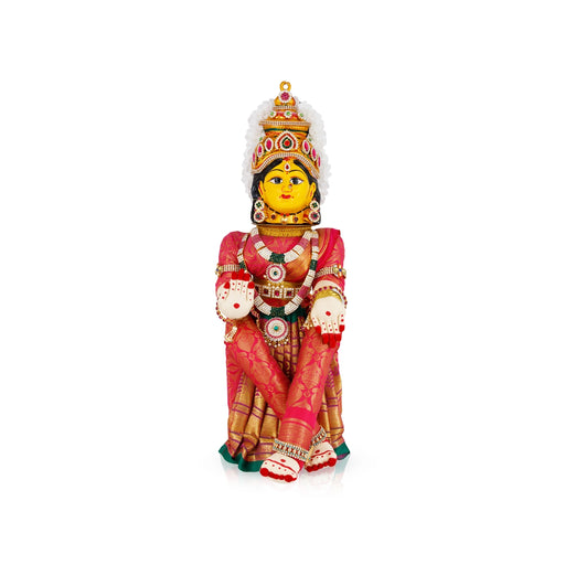 Decorative Varalakshmi Stand With Face - 21.5 X 6 Inches | Varalakshmi Ammavari Vigraham For Varalakshmi Decor - Deity Jewellery & Vastra Sets