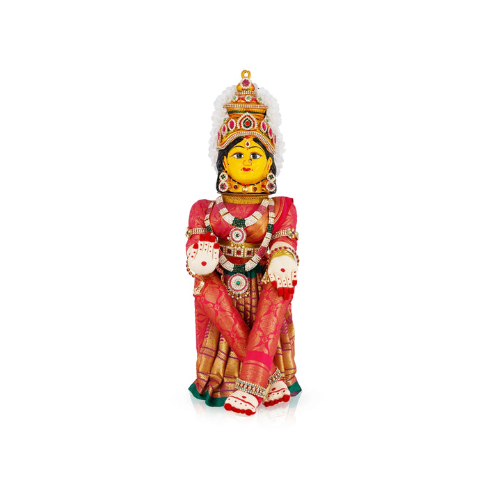Decorative Varalakshmi Stand With Face - 21.5 X 6 Inches | Varalakshmi Ammavari Vigraham For Varalakshmi Decor - Deity Jewellery & Vastra Sets