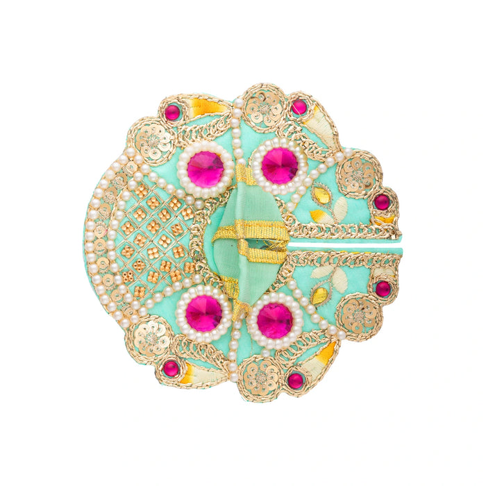Krishna Vastra - 5 Inches | Gol Poshak / Fancy Work Laddu Gopal Ji Dress / Kanha Ji Dress for Deity