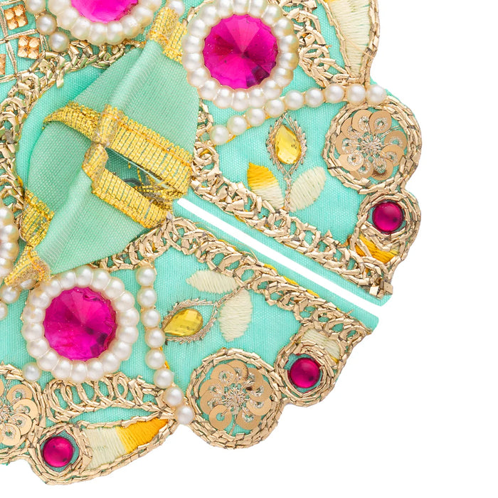 Krishna Vastra - 5 Inches | Gol Poshak / Fancy Work Laddu Gopal Ji Dress / Kanha Ji Dress for Deity