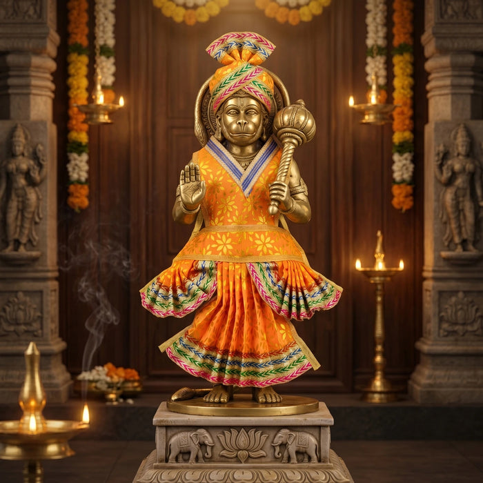Hanuman Dress Set - 5 Inches | Anjaneya Vastra / Hanuman Ji Costume for Bhagwan