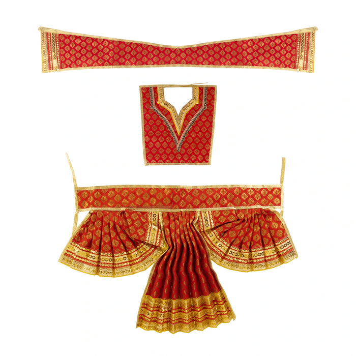 Hanuman Dress Set - 12 Inches | Anjaneya Dress/ Jari Design Hanuman Costume/ Hanuman Ji Costume for Deity - Bhagwan Vastra
