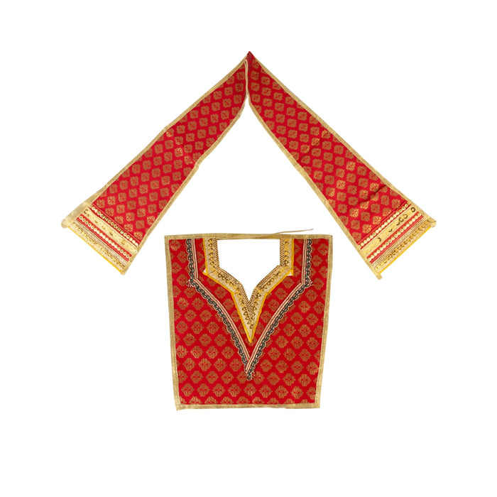 Hanuman Dress Set - 12 Inches | Anjaneya Dress/ Jari Design Hanuman Costume/ Hanuman Ji Costume for Deity - Bhagwan Vastra