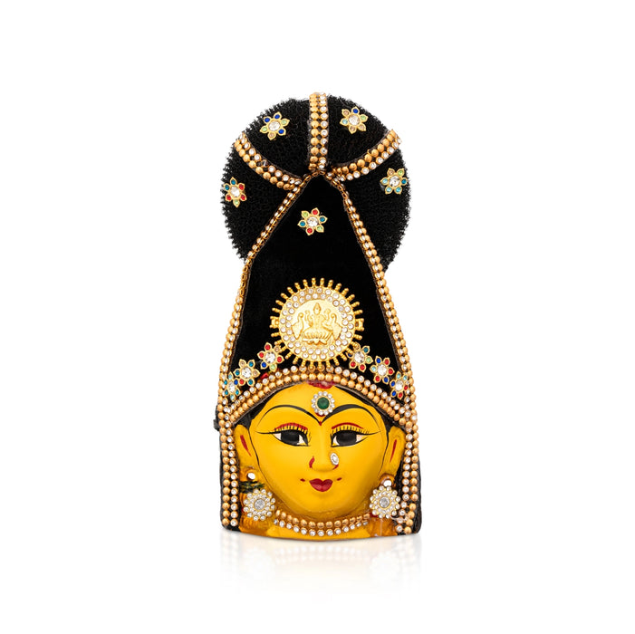Lakshmi Devi Face - 7 x 3.5 Inches | Zinc Amman Mugam/ Ammavari Face for Varalakshmi Decor