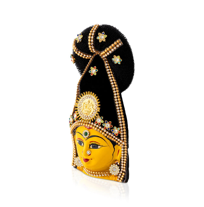 Lakshmi Devi Face - 7 x 3.5 Inches | Zinc Amman Mugam/ Ammavari Face for Varalakshmi Decor