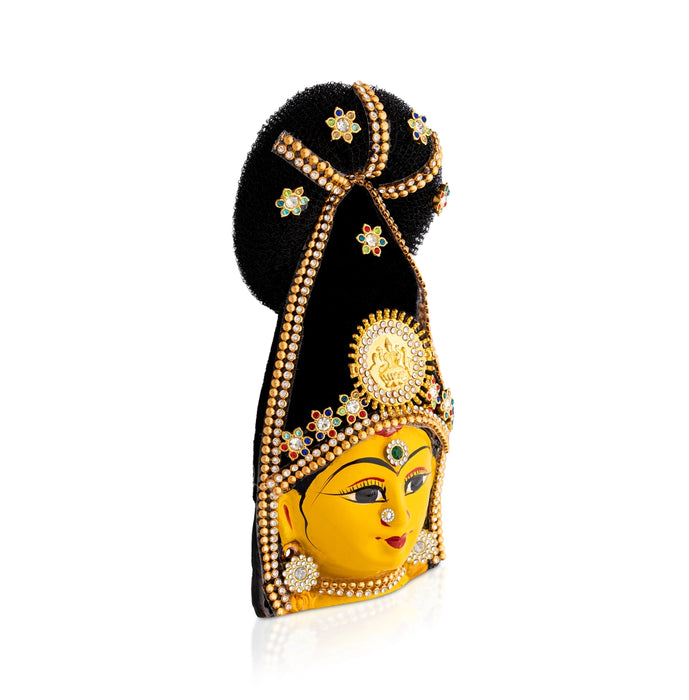 Lakshmi Devi Face - 7 x 3.5 Inches | Zinc Amman Mugam/ Ammavari Face for Varalakshmi Decor