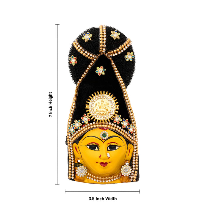 Lakshmi Devi Face - 7 x 3.5 Inches | Zinc Amman Mugam/ Ammavari Face for Varalakshmi Decor