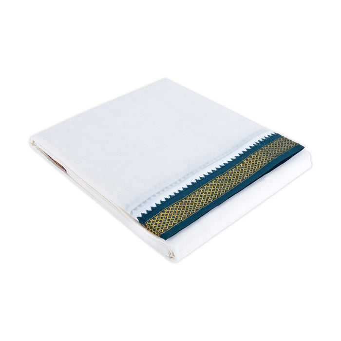 Veshti - 9 x 5 Yard | 5 Kan Mayilkan Dhoti / Half White Colour Vesti / Traditional Dhothi for Men - Veshti & Dhoti