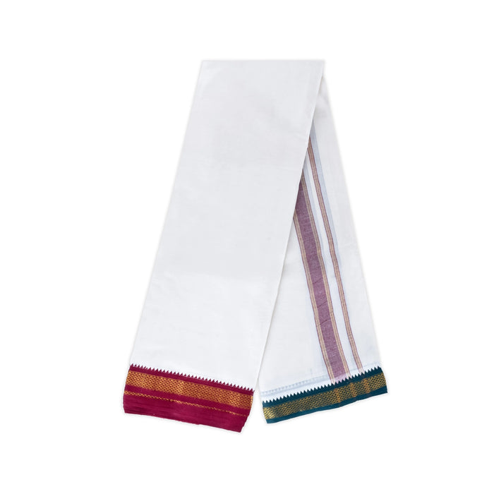 Veshti - 9 x 5 Yard | 5 Kan Mayilkan Dhoti / Half White Colour Vesti / Traditional Dhothi for Men - Veshti & Dhoti