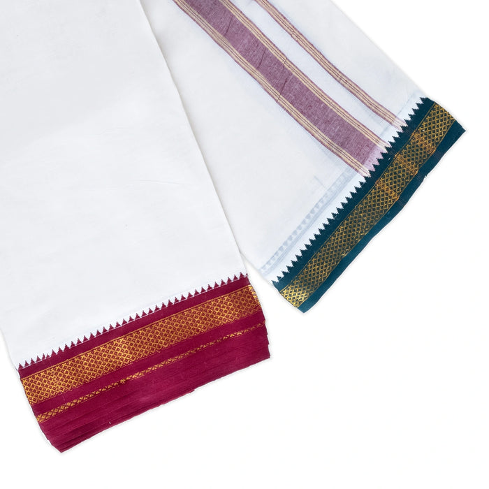 Veshti - 9 x 5 Yard | 5 Kan Mayilkan Dhoti / Half White Colour Vesti / Traditional Dhothi for Men - Veshti & Dhoti