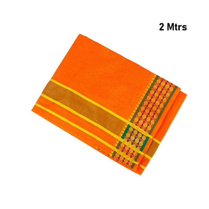 Veshti - 2 Mtrs - Orange | 4 Star Design Dhoti for Men/ Assorted Colour - Veshti & Dhoti