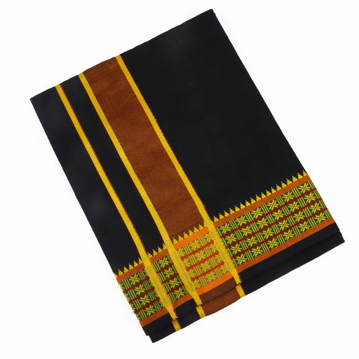 Veshti - 2 Mtrs - Black | 4 Star Design Dhoti for Men/ Assorted Colour - Veshti & Dhoti