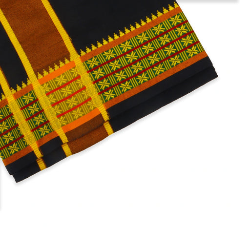 Veshti - 2 Mtrs - Black | 4 Star Design Dhoti for Men/ Assorted Colour - Veshti & Dhoti