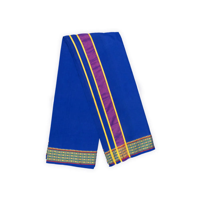Blue Veshti – 2 Meters | Star Border Dhoti / Mundu / Vesti For Men’s Traditional Wear