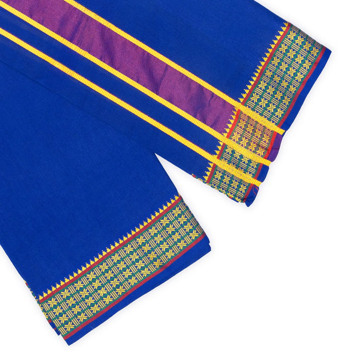 Blue Veshti – 2 Meters | Star Border Dhoti / Mundu / Vesti For Men’s Traditional Wear