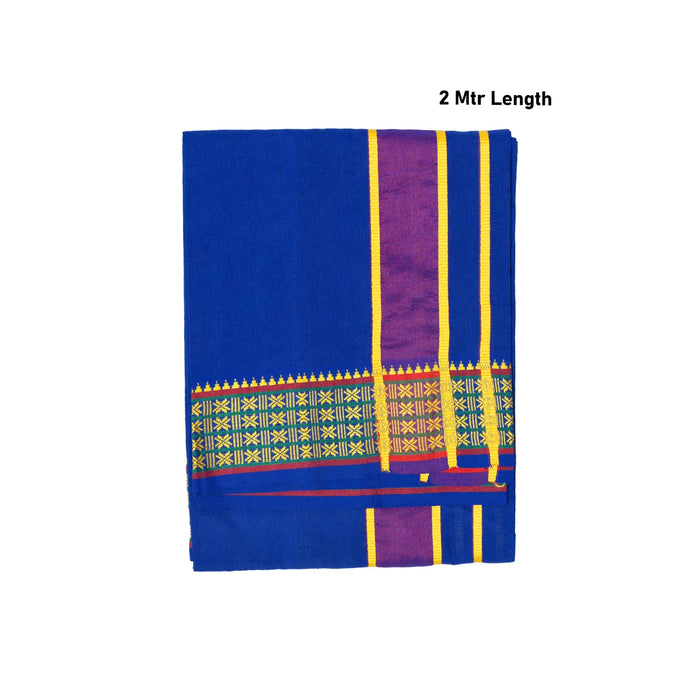 Blue Veshti – 2 Meters | Star Border Dhoti / Mundu / Vesti For Men’s Traditional Wear