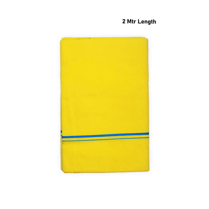 Veshti - 2 Mtrs | Yellow Mundu / Kambikarai Border Mundu / Traditional Wear Vesti For Rituals & Festive Occasions
