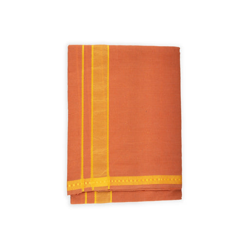 Cotton Veshti - 2 Mtrs | Pendex Border Dhoti/ Kavi Colour Vesti for Men - Veshti & Dhoti