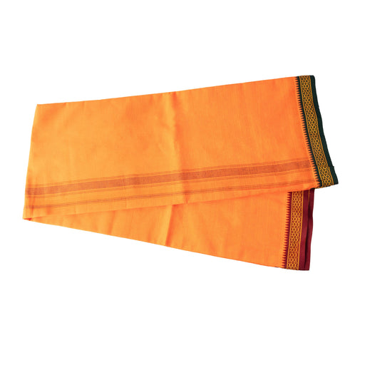 Veshti - 2 Mtrs - Orange | Thalapathi Border Design Vesti/ Dhoti for Men/ Assorted Colour - Veshti & Dhoti