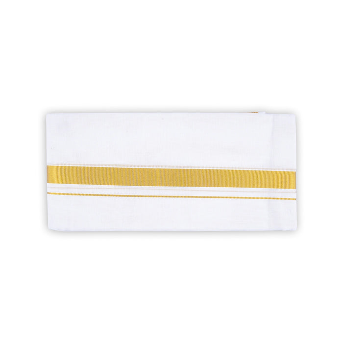 Angavasthiram - 4 Inches | Half White Angavastram /40k Jari Border Design Gamcha / Kasavu Shawl for Men - Shawls & Towels