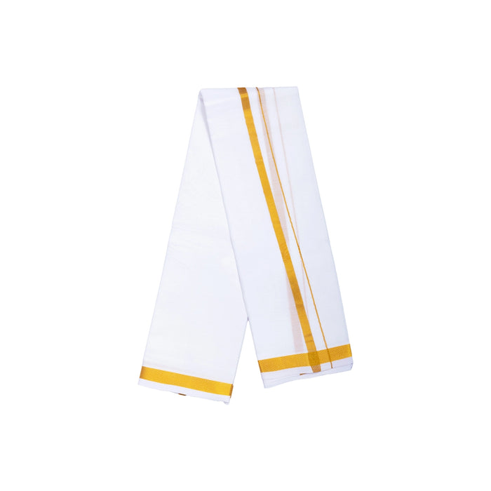 Angavastram - 2 Mtrs | White Thundu/ 40k Jari Border Design Gamcha/ Kasavu Shawl for Men