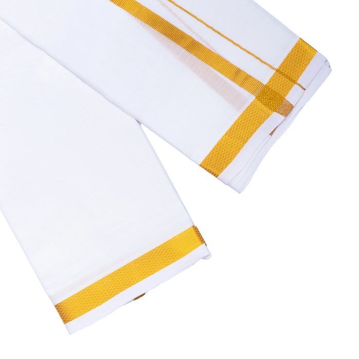 Angavastram - 2 Mtrs | White Thundu/ 40k Jari Border Design Gamcha/ Kasavu Shawl for Men