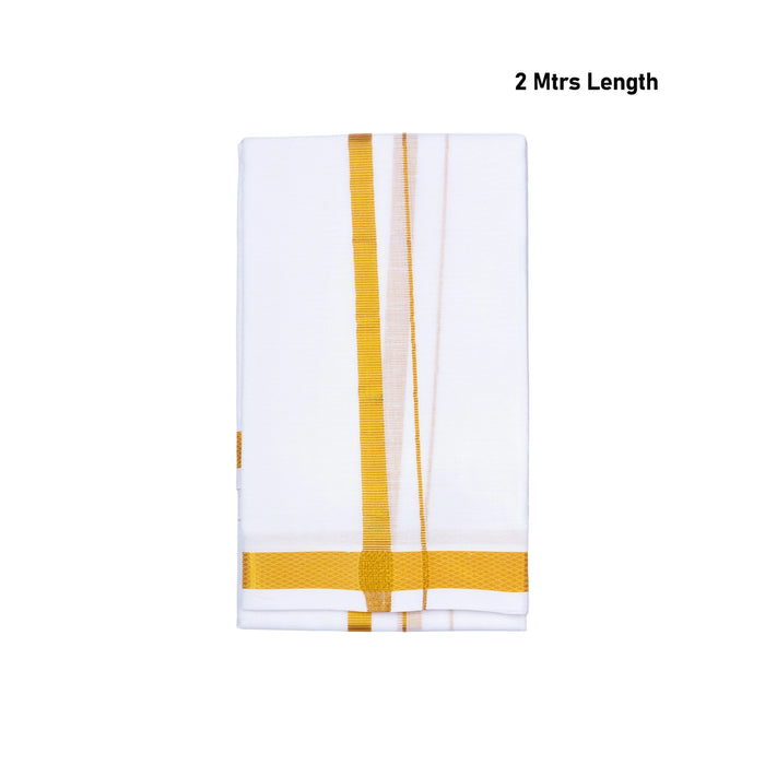 Angavastram - 2 Mtrs | White Thundu/ 40k Jari Border Design Gamcha/ Kasavu Shawl for Men