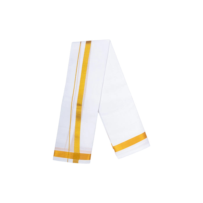 Angavastram - 2 Mtrs | White Gamcha/ 50k Jari Border Design Thundu/ Kasavu Shawl for Men