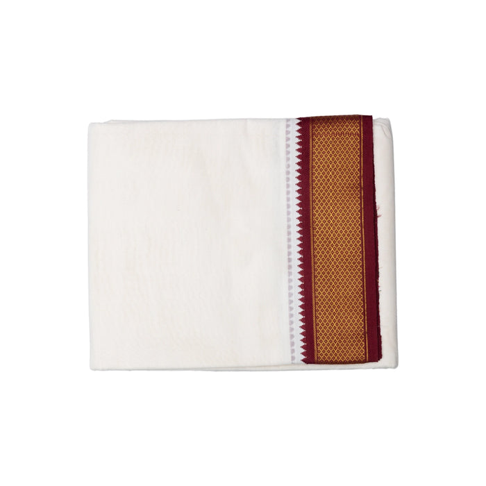 Veshti - 9 x 5 Inch | 11 Kan Jari Border Dhothi / Half White Vesti / Dhoti for Men / Traditional Vesti - Veshti & Dhoti