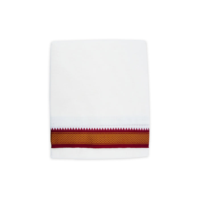 Veshti - 10 x 6 Yards | Half White Dhoti/ 5 Kan Mayilkan With Jari Border Vesti for Men - Veshti & Dhoti