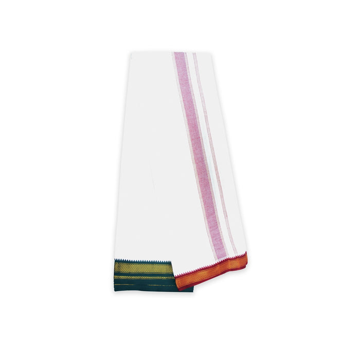 Veshti - 10 x 6 Yards | Half White Dhoti/ 5 Kan Mayilkan With Jari Border Vesti for Men - Veshti & Dhoti