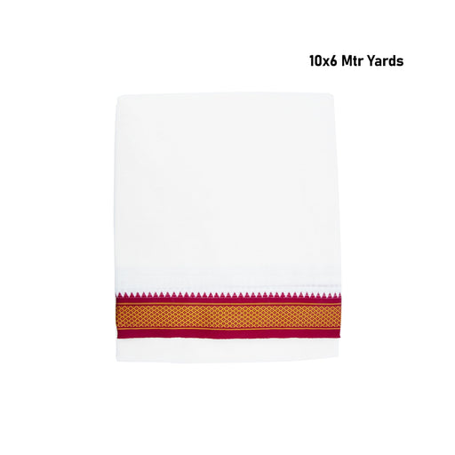 Veshti - 10 x 6 Yards | Half White Dhoti/ 5 Kan Mayilkan With Jari Border Vesti for Men - Veshti & Dhoti