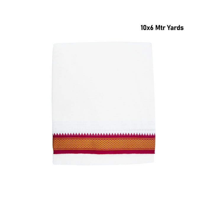 Veshti - 10 x 6 Yards | Half White Dhoti/ 5 Kan Mayilkan With Jari Border Vesti for Men - Veshti & Dhoti