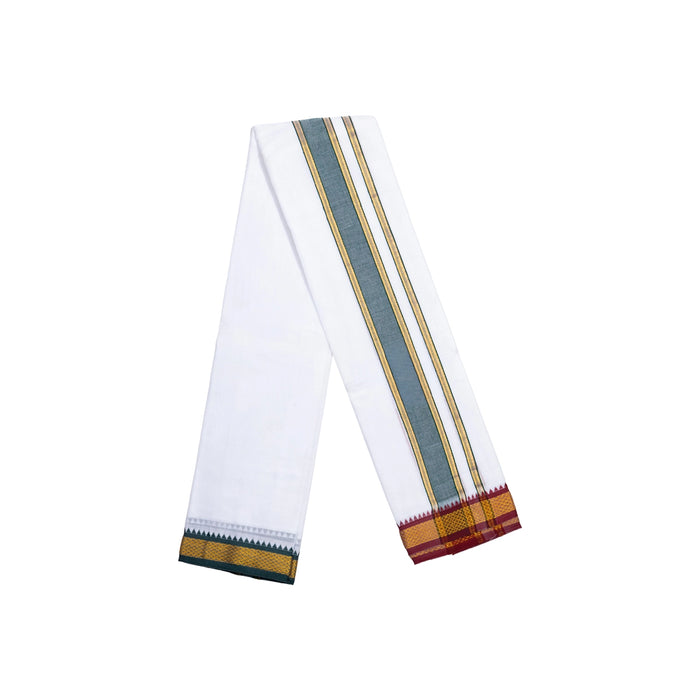 Angavastram - 1.5 Mtrs | 5 Kan Mayilkan Border Towel/ Thundu/ Kasavu Shawl for Men