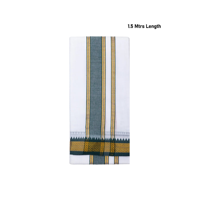 Angavastram - 1.5 Mtrs | 5 Kan Mayilkan Border Towel/ Thundu/ Kasavu Shawl for Men